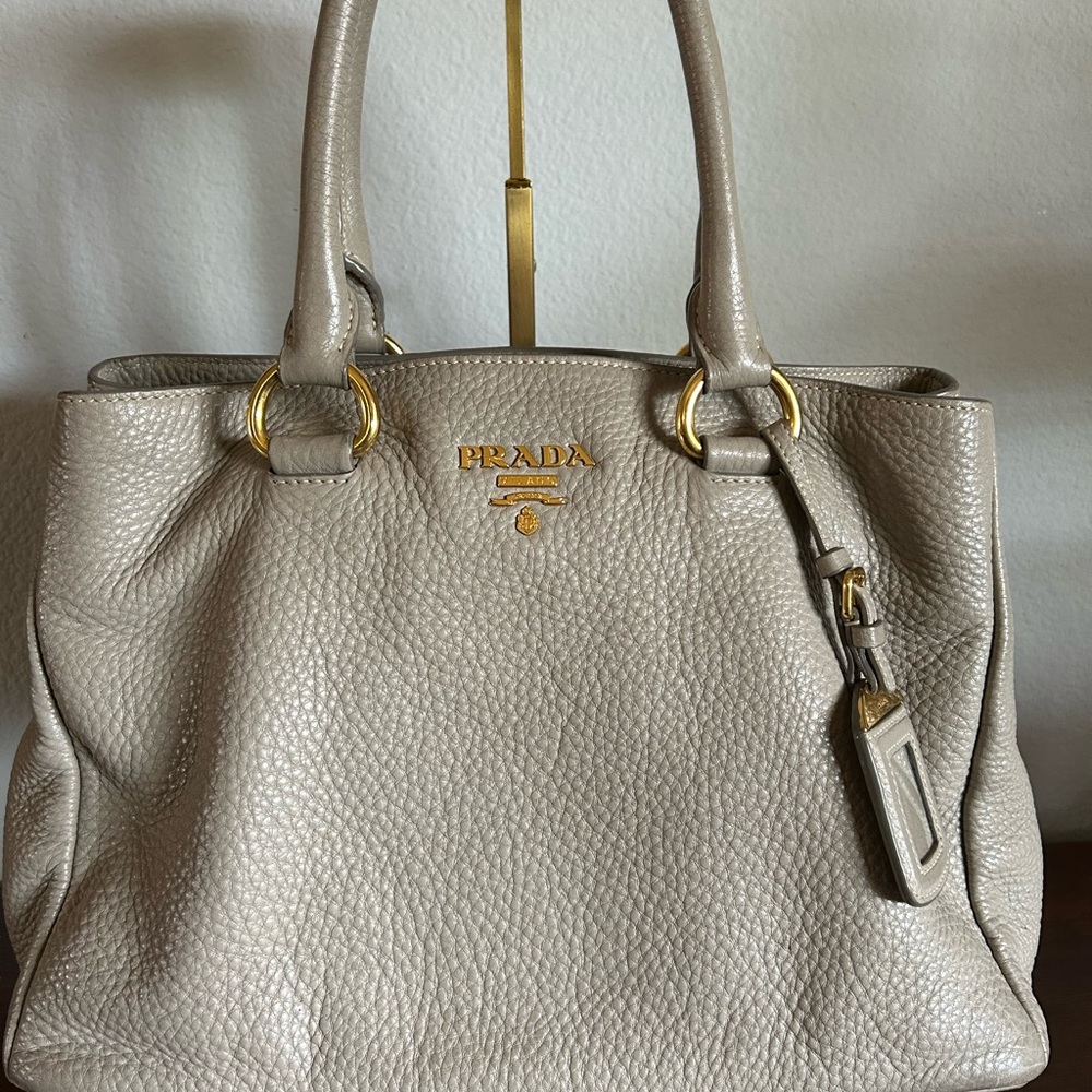 ❌❌❌SOLD❌❌❌Prada Taupe Leather Top Handle Handbag
